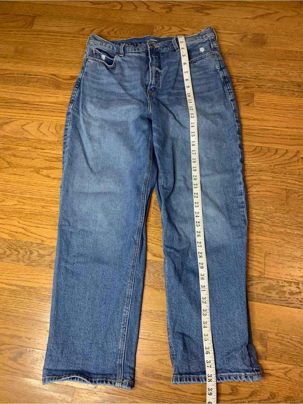 OLD NAVY Blue High Waisted Wide Leg Jeans Size 12 Light Distressing - Picture 5 of 8